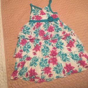 White Dress with pink and blue flowers